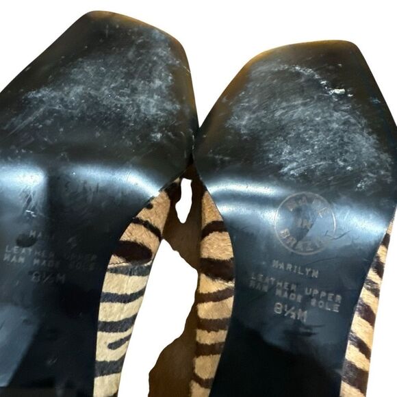 Worthington Vintage Marilyn Zebra Print Pony Hair Square Toe Flared Heel Pumps - Picture 10 of 13